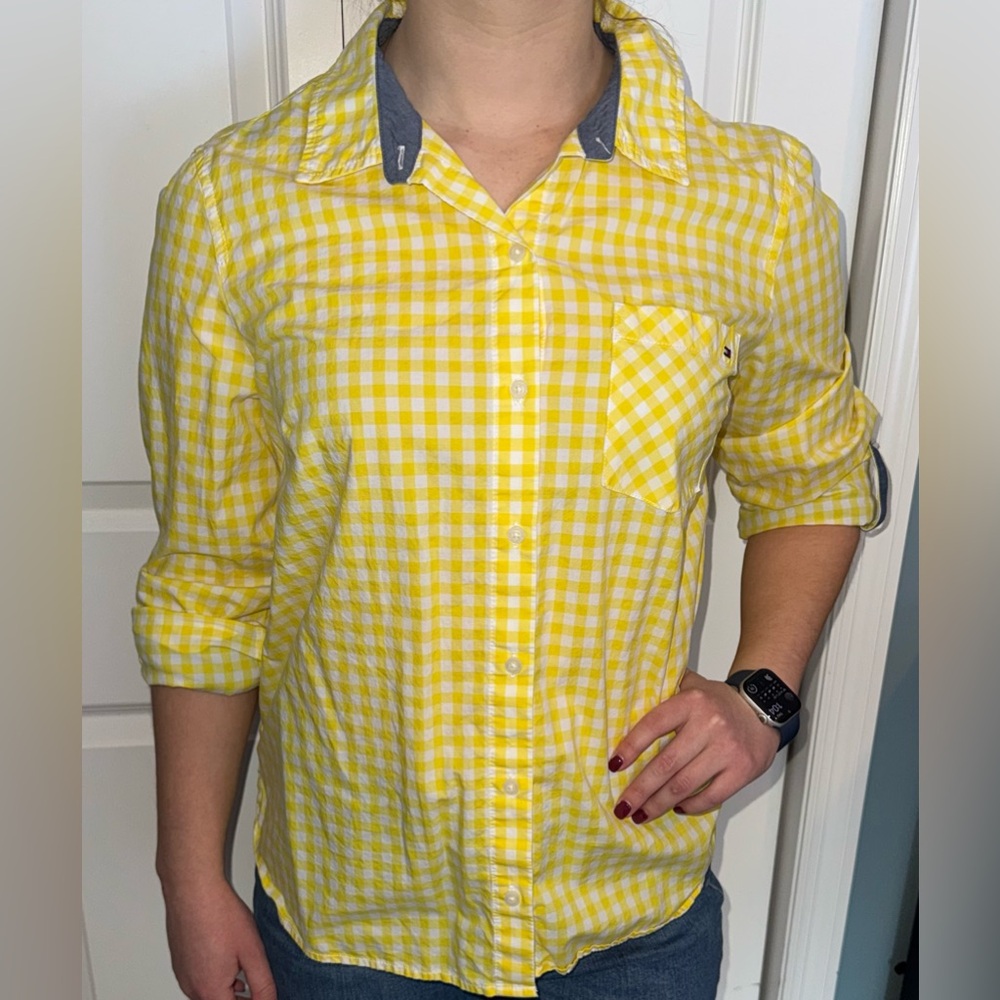Tommy Hilfiger Yellow and White Checkered Shirt